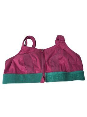SHEFIT 2 Luxe Ultimate High Impact Bra Womens Size 36G Pink Green Zip Front